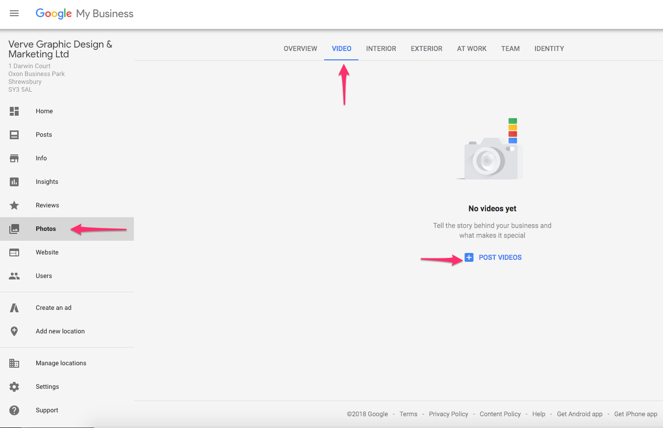 Add video to Google My Business