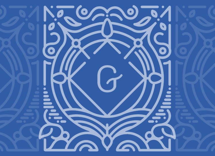 Guttenberg Press - logo - white letter G - blue background